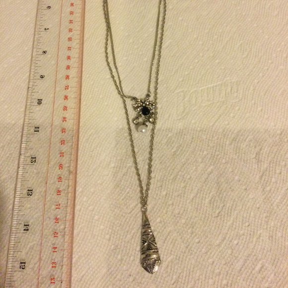 Women's necklace 2 layers pendants 23" long - Picture 1 of 6